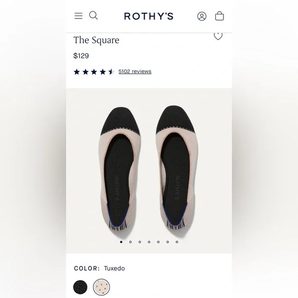 NWOB new never worn rothy’s (rothys) square toe flats in rosewater rare sz 6.5 - Picture 13 of 16